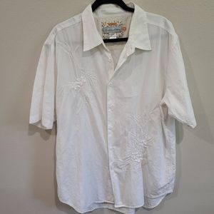 Quick Silver Edition 100% Organic‎ Cotton Button Front Embroidered Shirt Mens XL